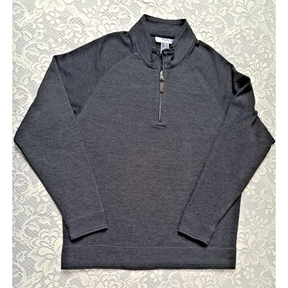 Bahama Bay Club Sweater Men's XL Dk Gray 1/4 Zip Long Sleeve Pullover Pre-owned‎